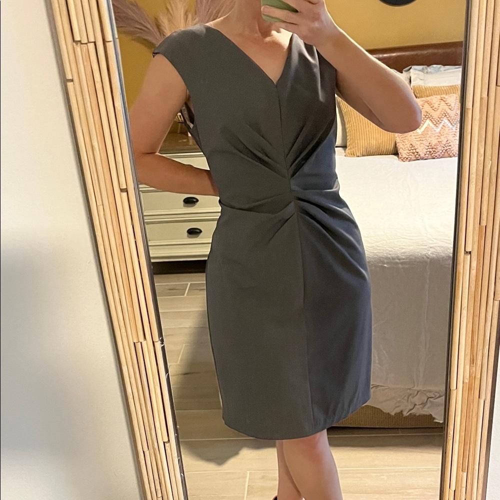 dressbarn Charcoal Twist-Front Sheath  Dress